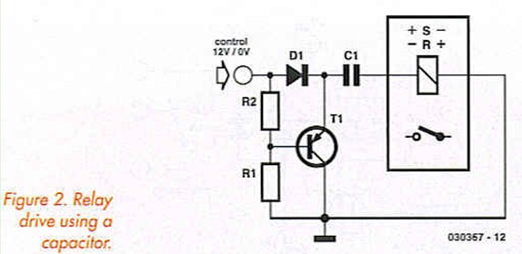 Figure 2. Relay driving using a capacitor