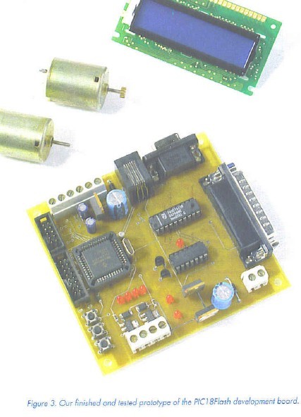 Figure 3, Our finished and tested prototype of the PIC 18Flash development board.
