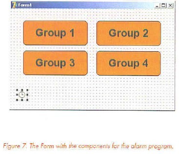 figure7, the form with the component for the alarm program