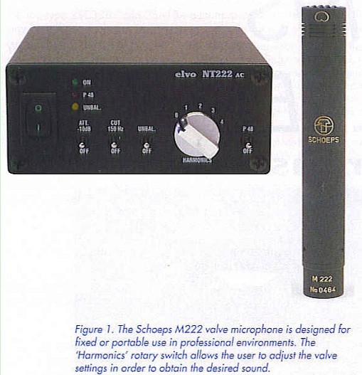 Figure 1. The Schoeps M222 valve microphone is designed for fixed or portable use in professional environments.