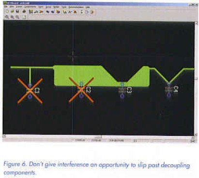 Figure6, do not give interference an opportunity to slip past decoupling component 