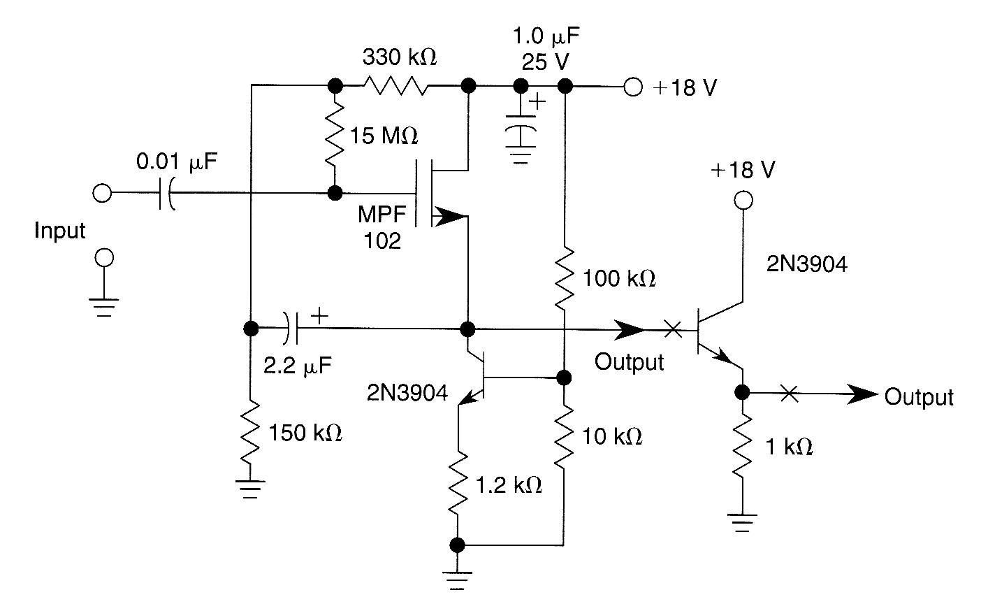 500_MΩ_INPUT_IMPEDANCE_WITH_JFET_AMP Amplifier_Circuit Circuit