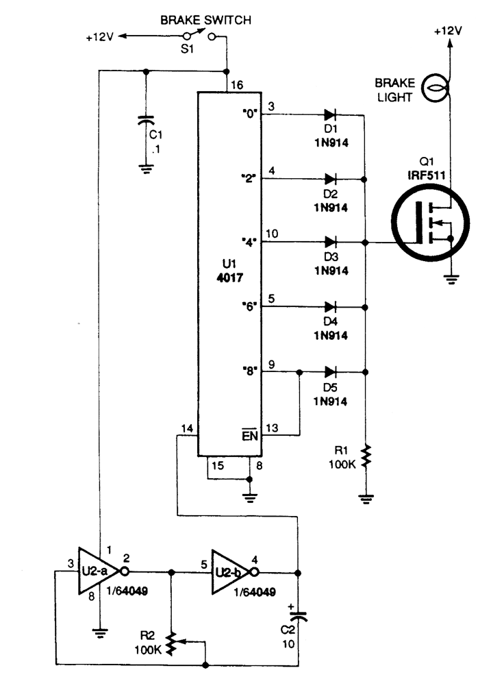 FLASHING_BRAKE_LIGHT_FOR_MOTORCYCLES - LED_and_Light_Circuit - Circuit