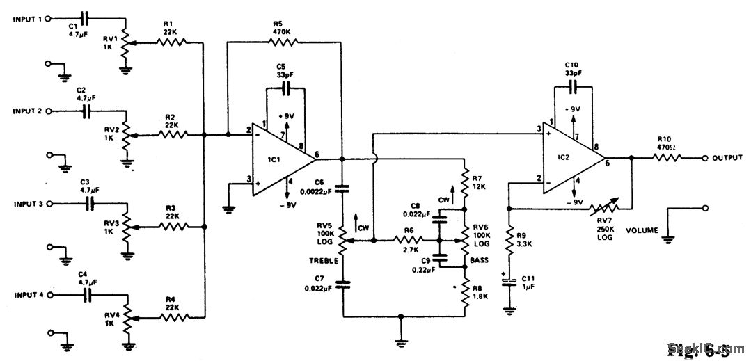 MIXER_PREAMPLIFIER_WITH_TONE_CONTROL Amplifier_Circuit Circuit