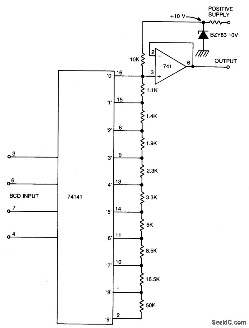 BCD_TO_ANALOG_CONVERTER AD_DA_Converter_Circuit Circuit Diagram