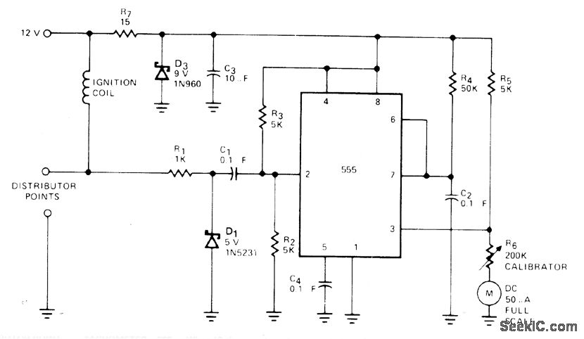 DISTRIBUTOR_POINT_TACHOMETER - Automotive_Circuit - Circuit Diagram