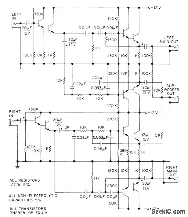 CROSSOVER_FOR_20_Hz_SUBWOOFER Amplifier_Circuit Circuit Diagram