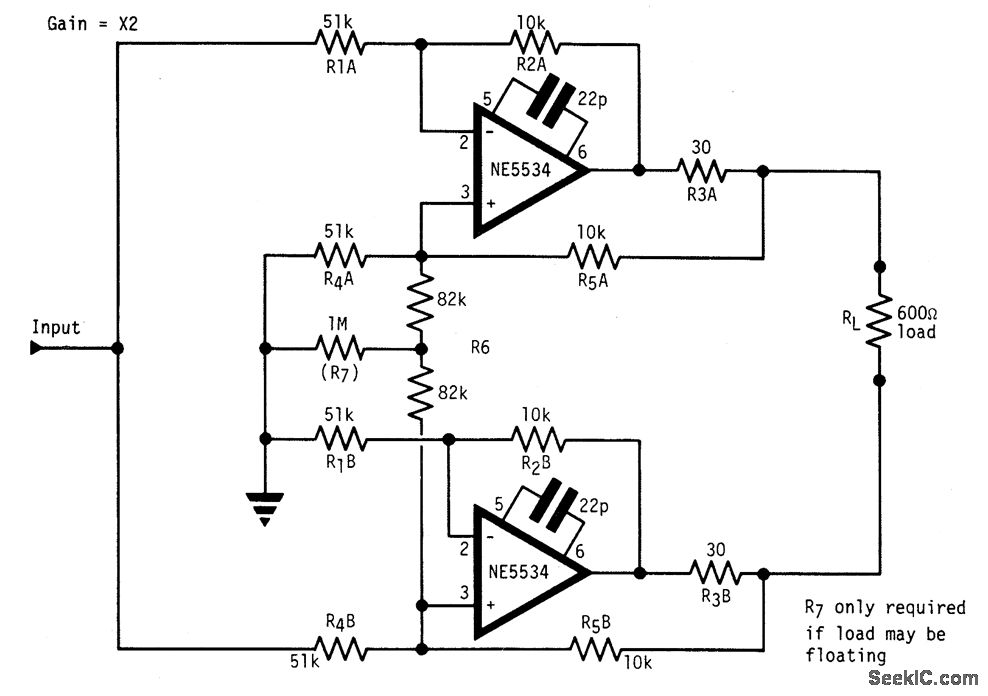 HIGH_OUTPUT_600_OHM_LINE_DRIVER Basic_Circuit Circuit Diagram