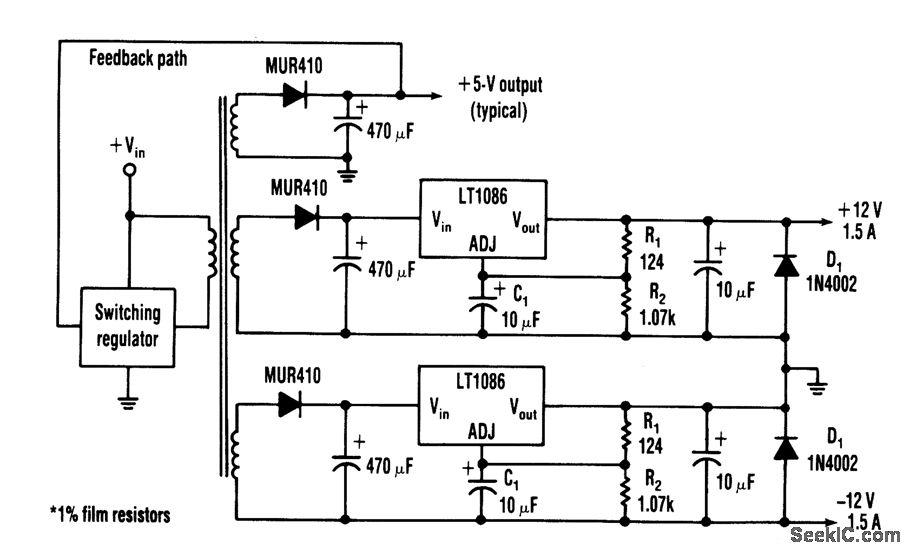 EFFICIENT_NEGATIVE_VOLTAGE_REGULATION Power_Supply_Circuit Circuit Diagram