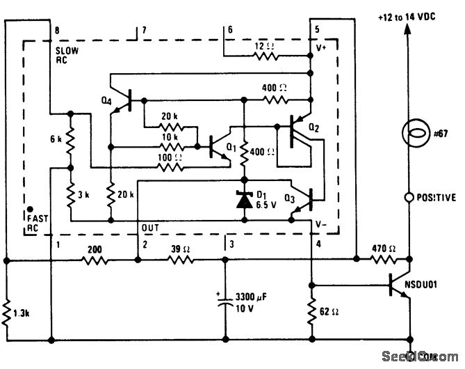 12_volt_two_wire_automotive_flasher_using_an_LM3909_chip LED_and