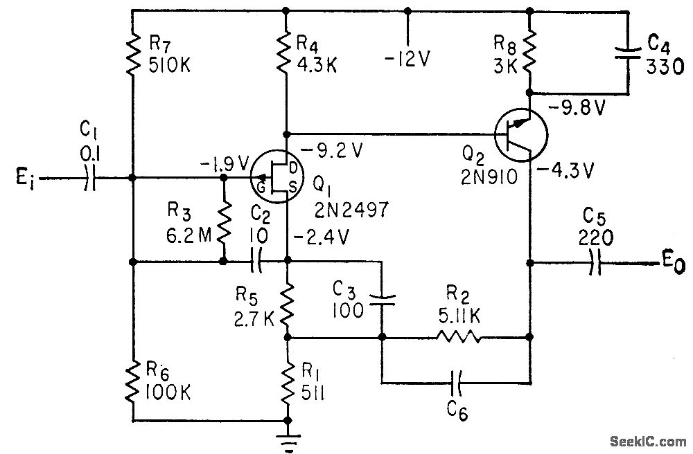 LOW_NOISE_FET_PREAMPLIFIER Amplifier_Circuit Circuit Diagram