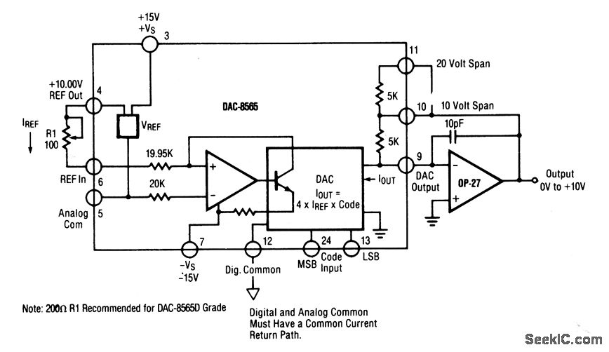 D_A_converter_with_0__to__10_V_unipolar_voltage_output Basic_Circuit