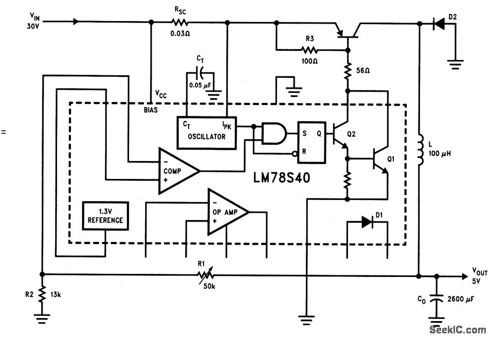 Step_down_voltage_regulator_with_increased_current_ratings Power_Supply_Circuit Circuit