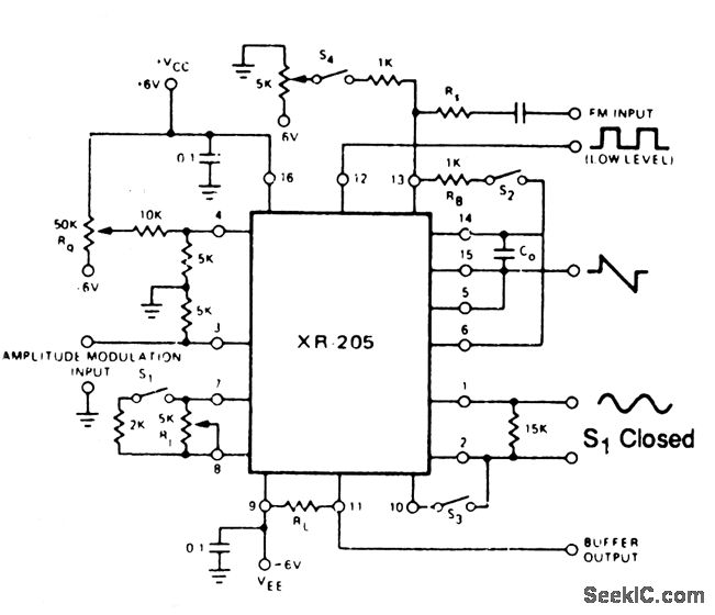 IC_waveform_generator_with_split_supply_and_AM_FM_modulation_output