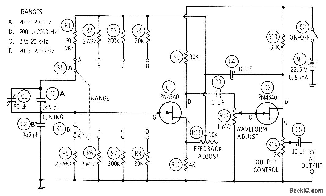 Audio Signal Generator with Specific Requirements Circuit Diagram