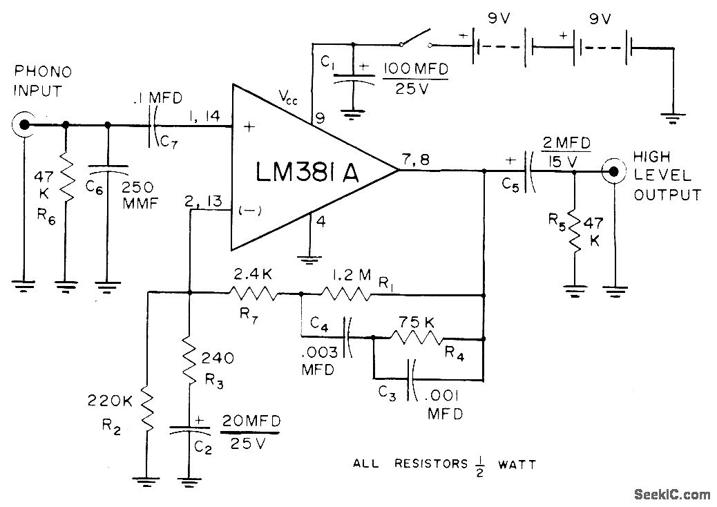 LOW_NOISE_PREAMP Amplifier_Circuit Circuit Diagram
