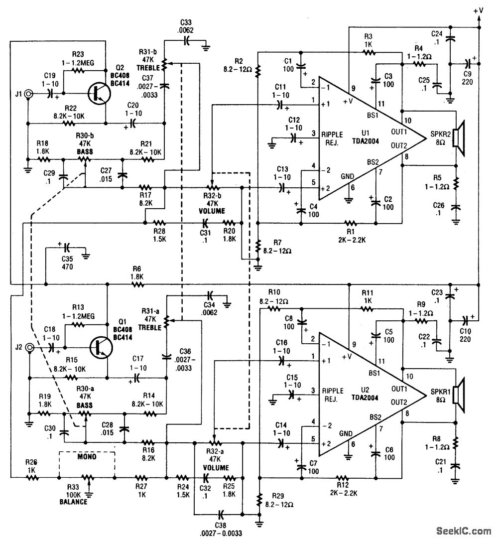 12_V_2O_W_STEREO_AMPLIFIER - Amplifier_Circuit - Circuit Diagram