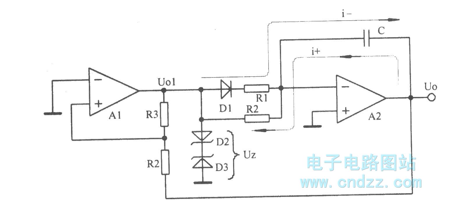 The sawtooth oscillator composed of integral circuit and comparator
