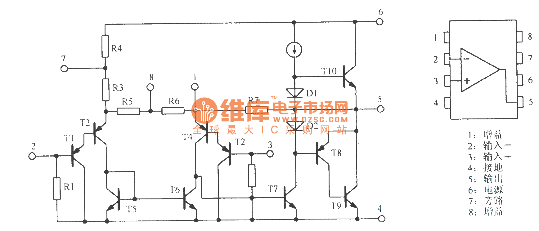 General equivalent circuit and package of LM386 power amplifier circuit