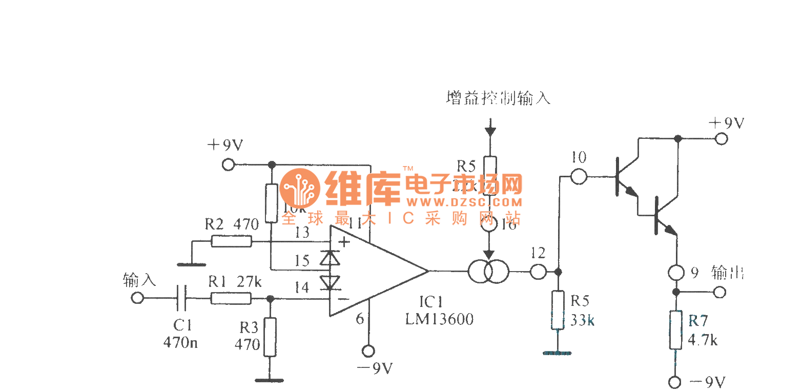 LMl3600 variable gain amplifier circuit Amplifier_Circuit Circuit