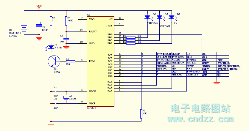 Color TV remote control 39 - Remote_Control_Circuit - Circuit Diagram