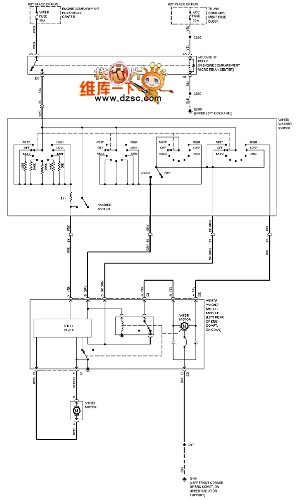Cadillac deville windscreen wiper circuit diagram Automotive_Circuit
