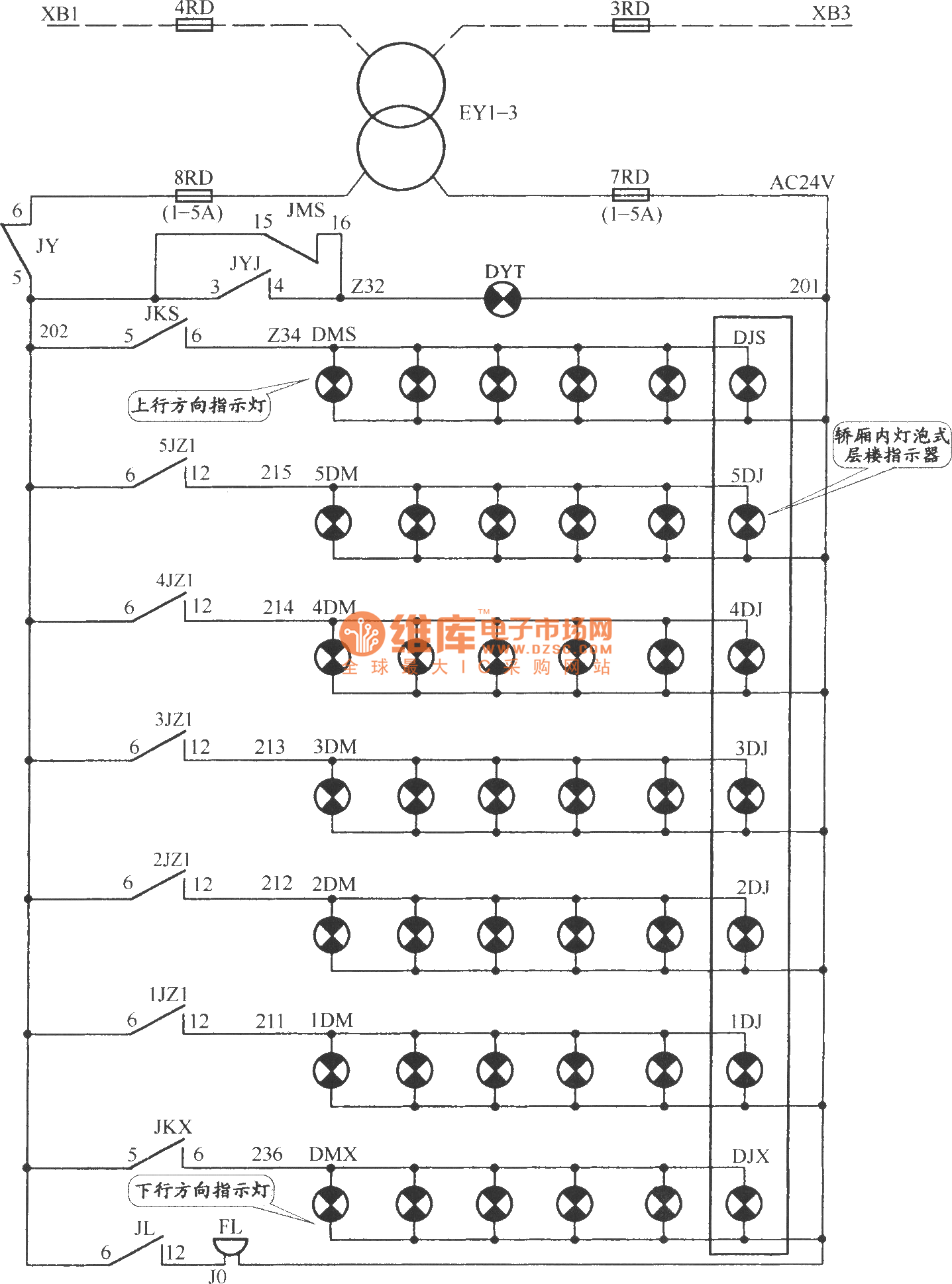 APM81 Ac double speed elevator indicator lights circuit (1) LED_and