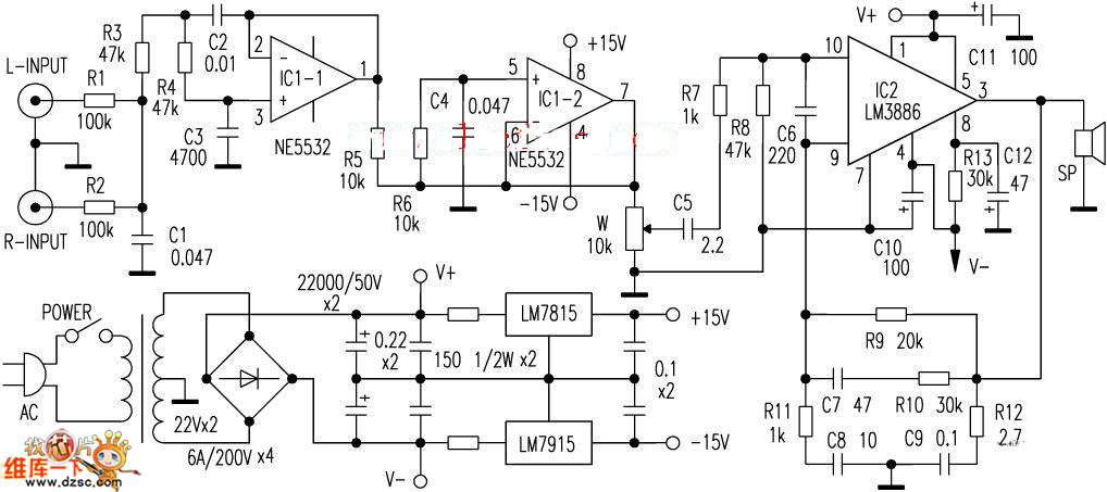 ne5532 Low noise amplifier circuit diagram 1 - Amplifier_Circuit