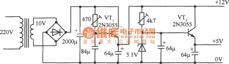 12V、5V Dual regulated power supply circuit diagram - Power-Supply_Circuits-Fixed  - Power_Supply_Circuit - Circuit Diagram 