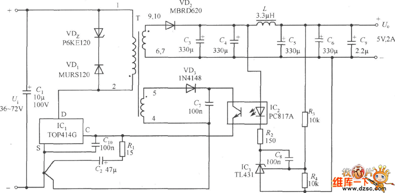 5V/2A isolated switching power supply circuit diagram ...