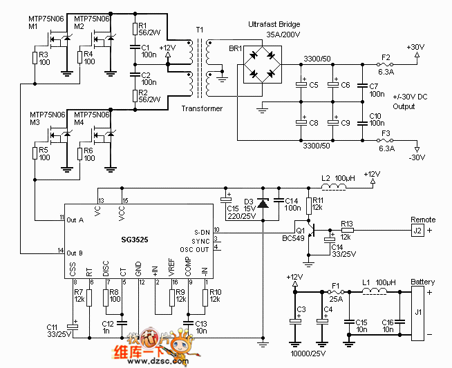 12V 30W---50W Subwoofer circuit diagram - Audio_Circuit ...