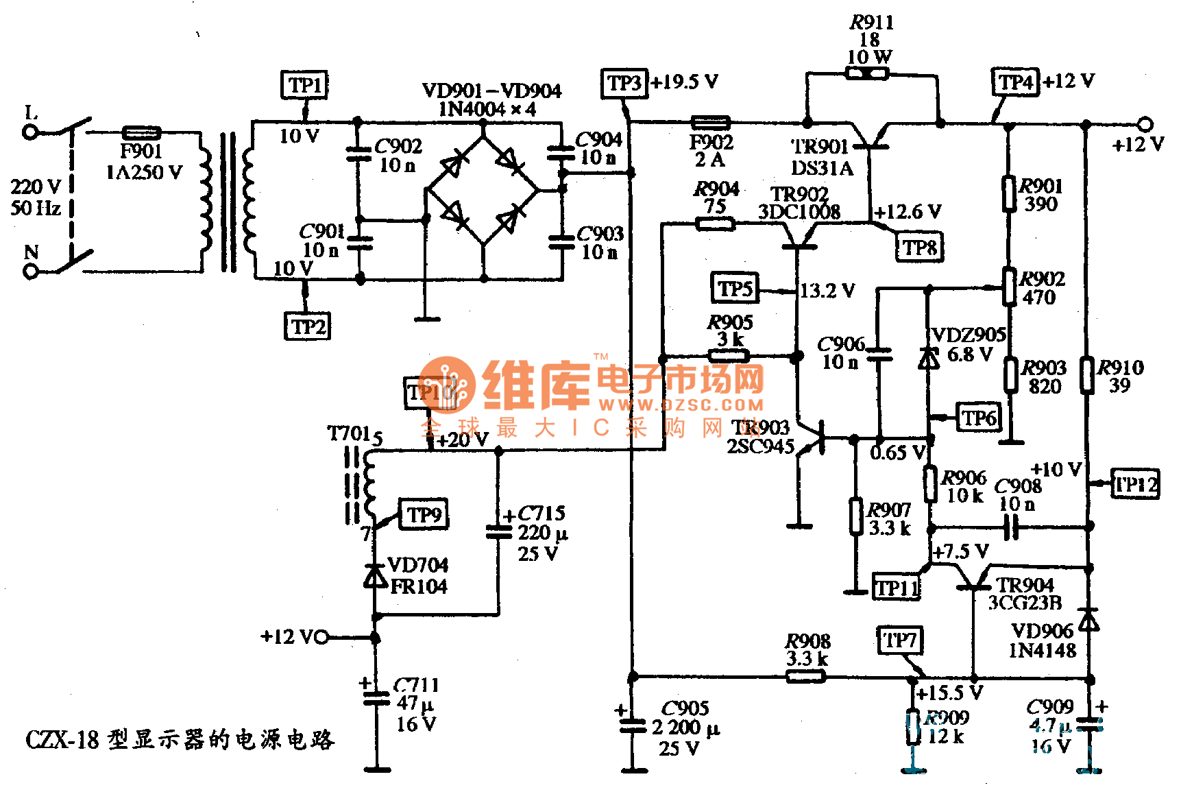 The power supply circuit diagram of CZX-18 type display - Power_Supply
