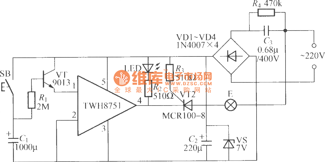 Delay light circuit wiht power switch integrated circuit(1) LED_and