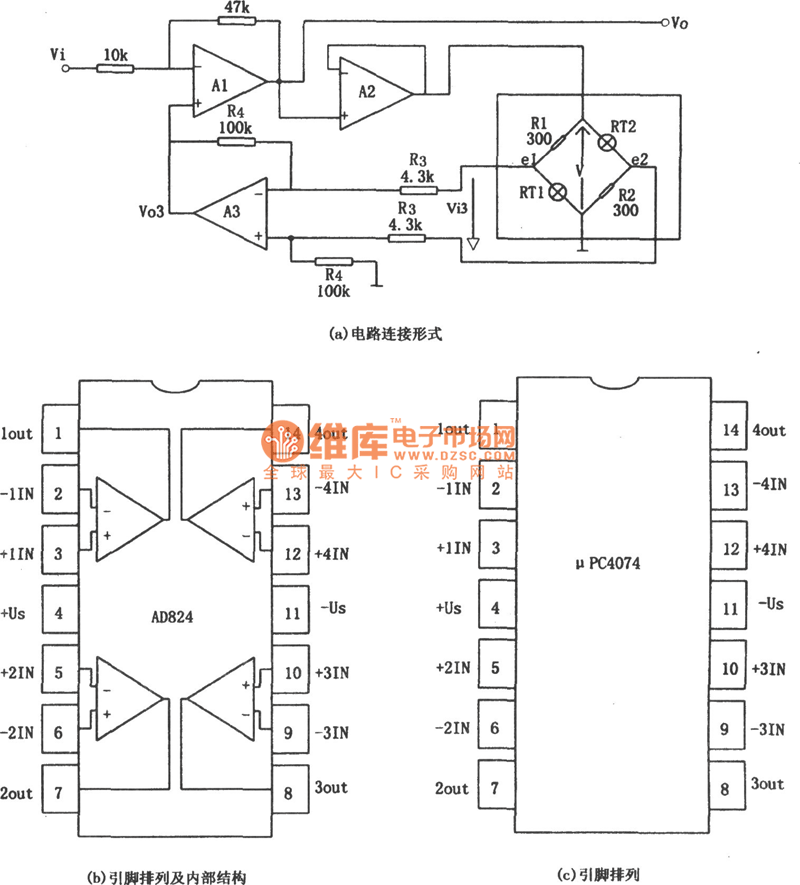 Low distortion AGC amplifier (AD824) diagram Amplifier_Circuit Circuit Diagram