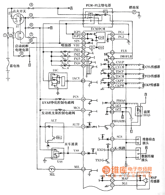 Honda Odyssey 4 cylinder engine control system circuit - 555_Circuit