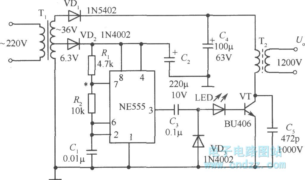 Neon light high voltage power supply circuit Power_Supply_Circuit
