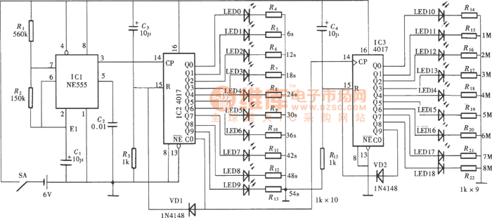Phone minute beep decoder circuit with NE555, CD4017 - Electrical