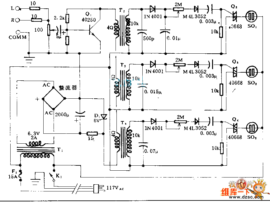 Music control colored light circuit diagram Signal_Processing