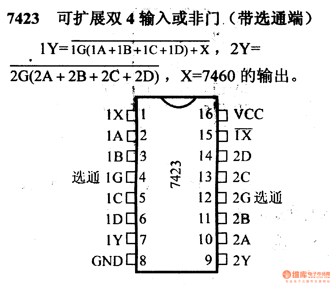 74 series digital circuit of 7423 scalable dual 4 input nor gate