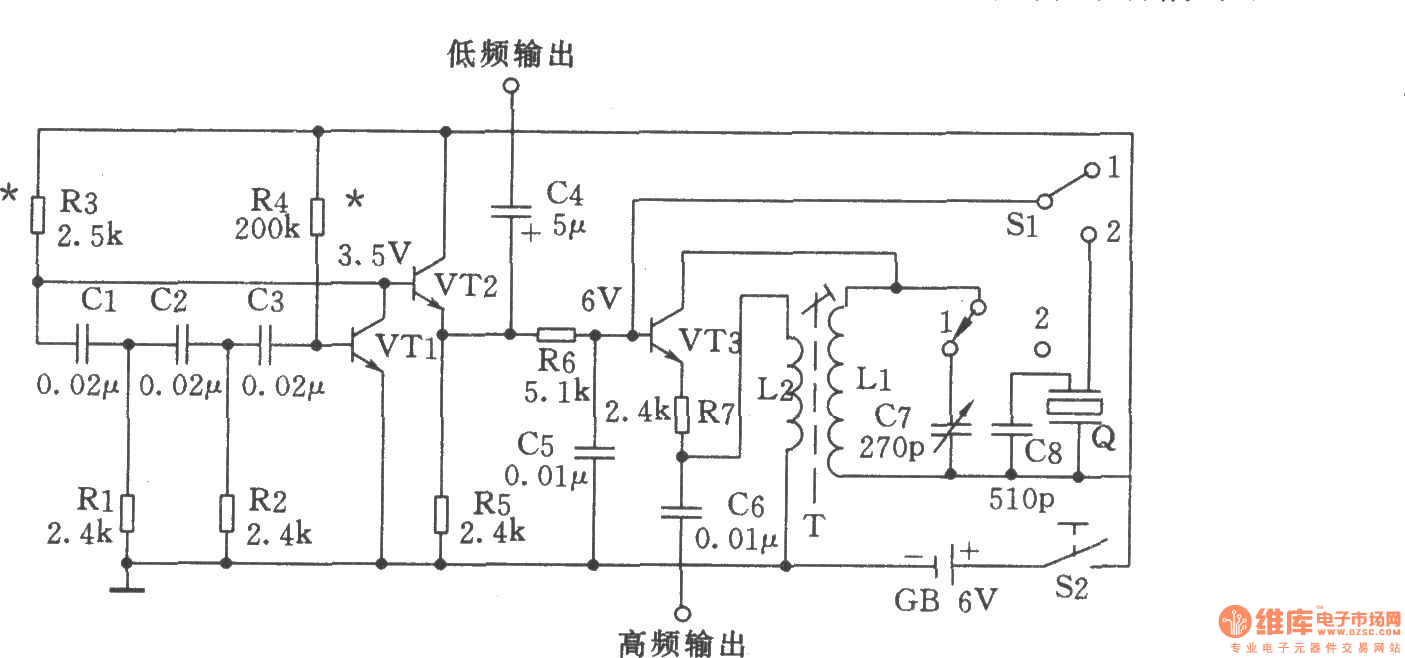 High and low frequency signal generator Circuit Diagram