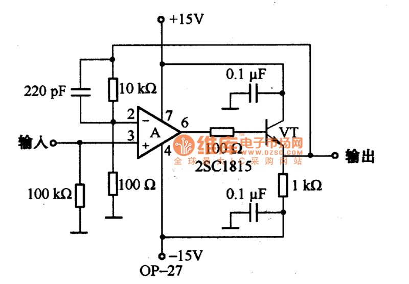 Emitter follower circuit composed of transistors and opamp combination