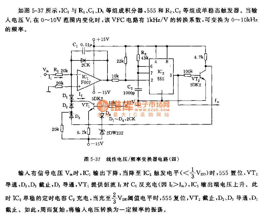 555 Linear voltage / frequency converter circuit 4 555_Circuit