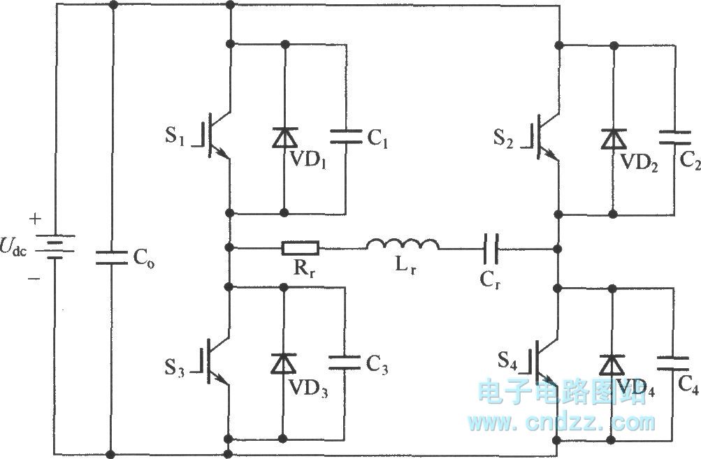 Reduced series resonant inverter main topological structure with
