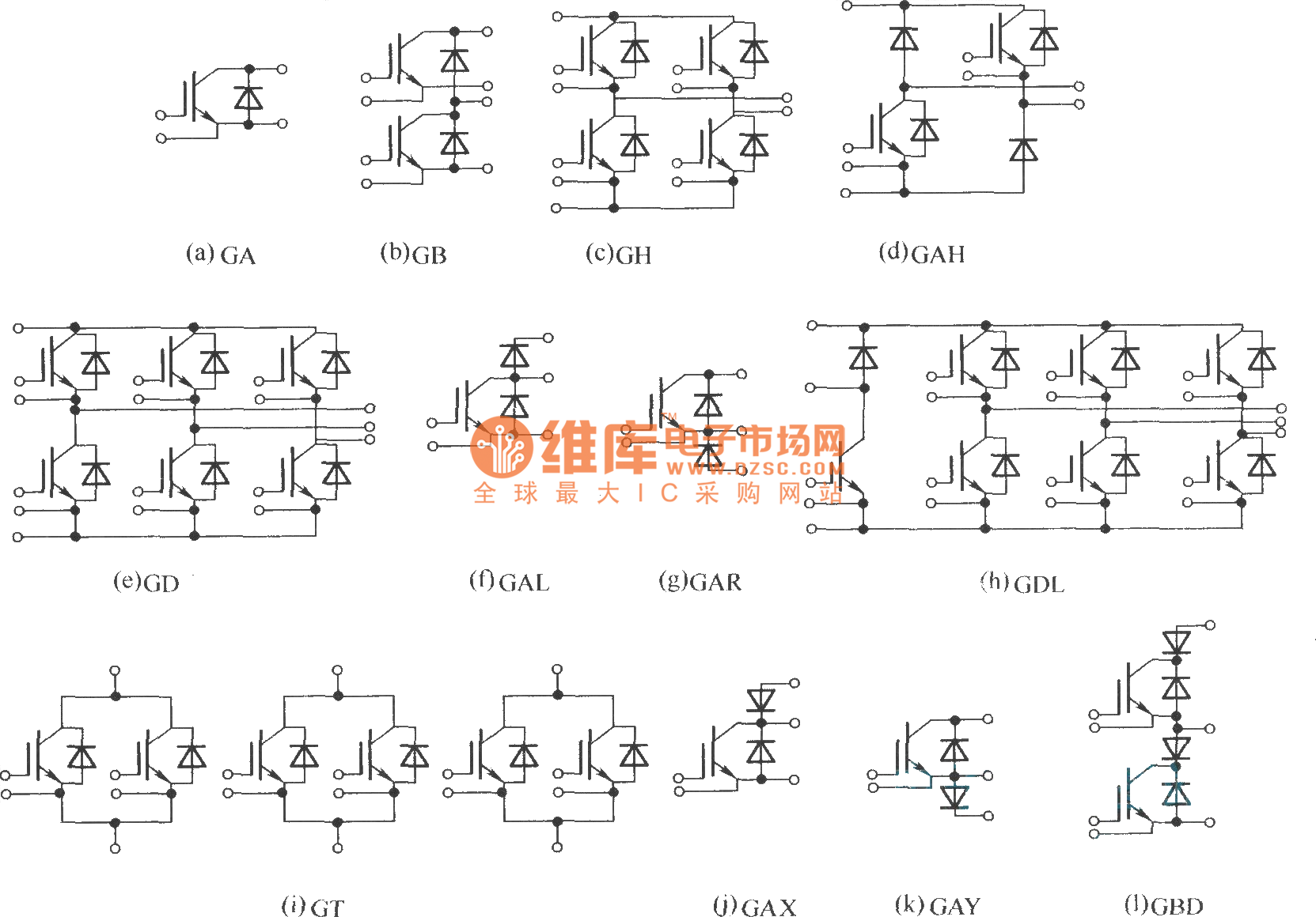 Power module unit diagram of IGBT and flywheel diode Electrical