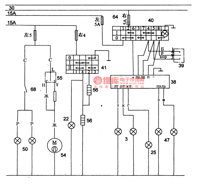 The warm air, steering and warning signal circuit of Volga 3102