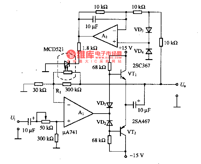 The auto gaincontrol circuit of photocoupler LED_and_Light_Circuit