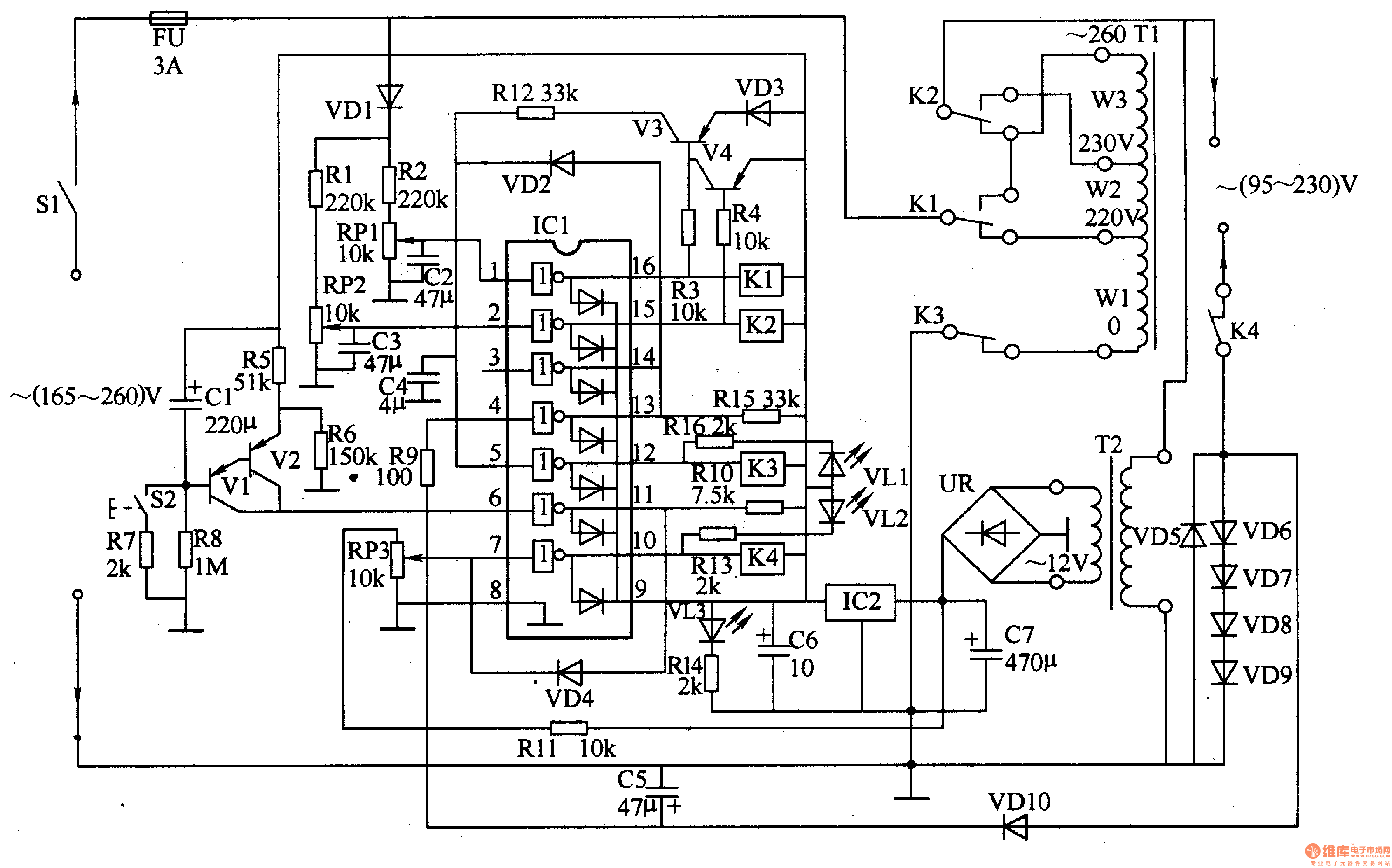 AC Voltage Regulator Two - Power-Supply_Circuits-Fixed - Power_Supply_Circuit Circuit Diagram