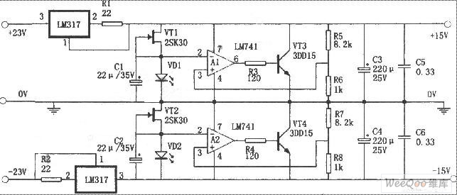 LM317-Composed Constant Current and Voltage-stabilized Power Supply