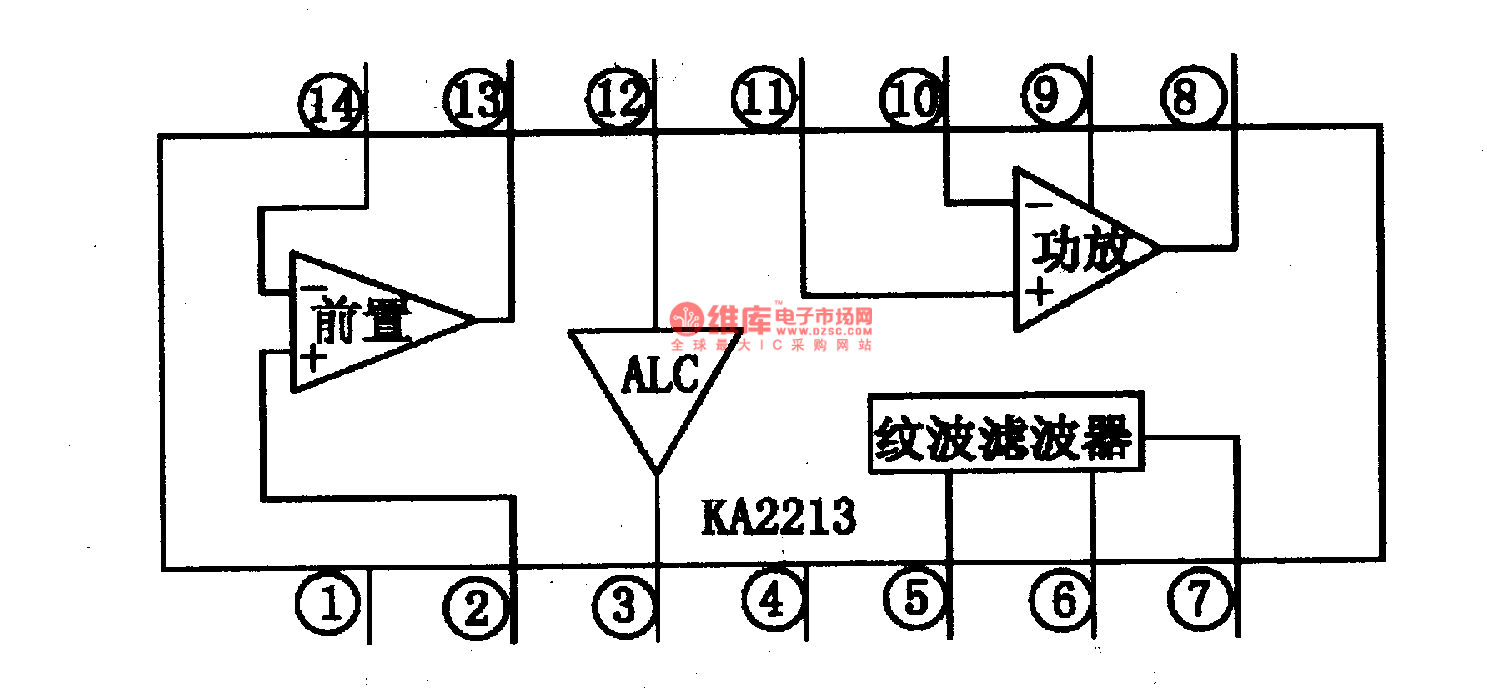 KA2213 single chip sound recorder or reproducer integrated circuit