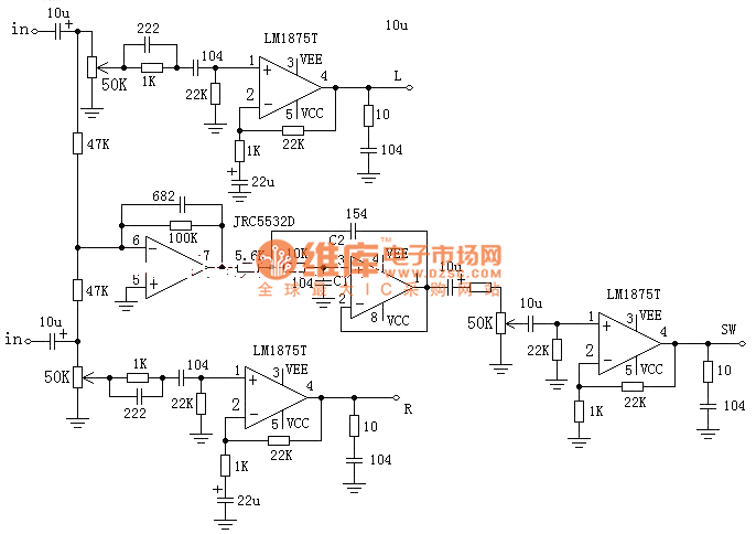 2 1 Channel Amplifier Circuit Amplifier Circuit Circuit Diagram Seekic Com